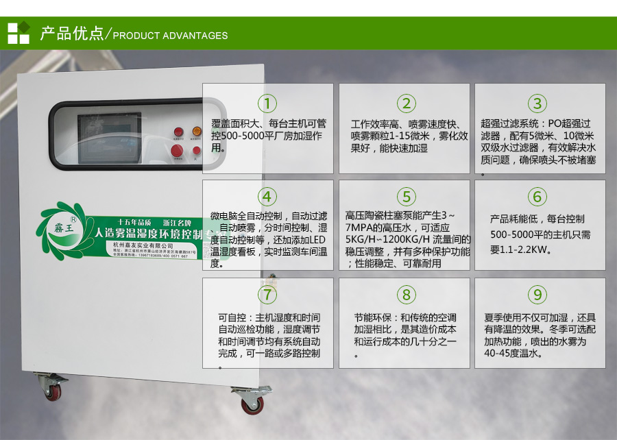 白色高壓微霧加濕器產品優點
